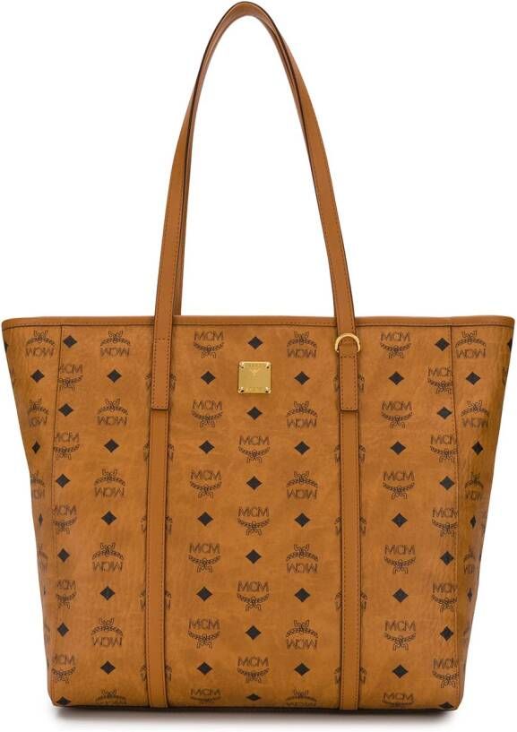 MCM Stijlvolle Tote met Rits Sluiting Brown Dames