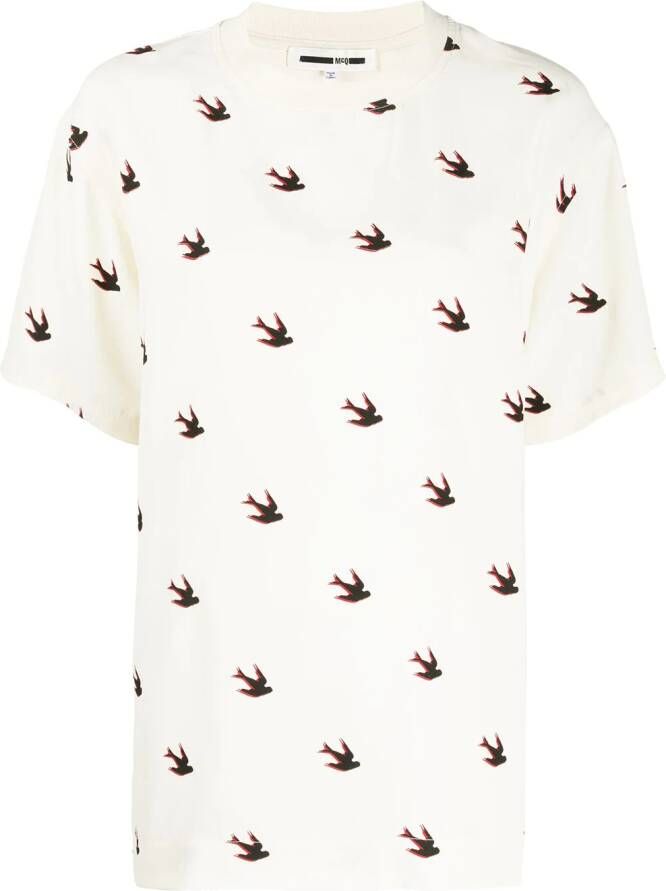 McQ Swallow T-shirt met zwaluwprint Beige