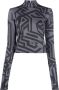 MCQ Top met geometrische print Zwart - Thumbnail 1