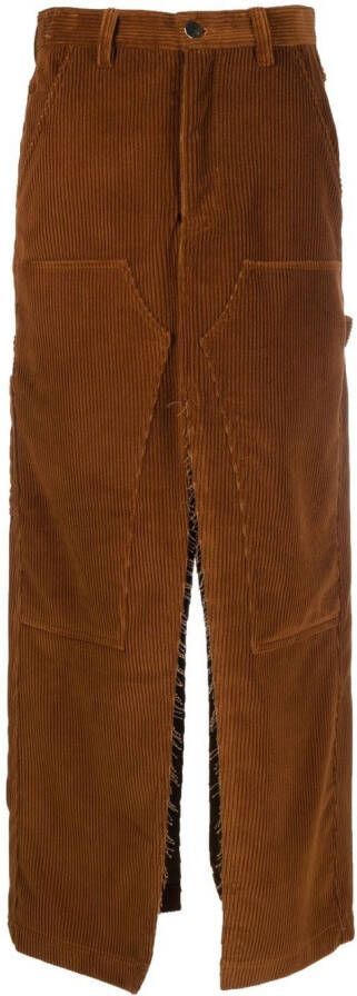 MERYLL ROGGE Ribfluwelen maxi-rok Bruin