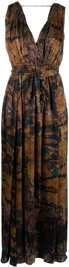Mes Demoiselles Jurk met abstract patroon Bruin