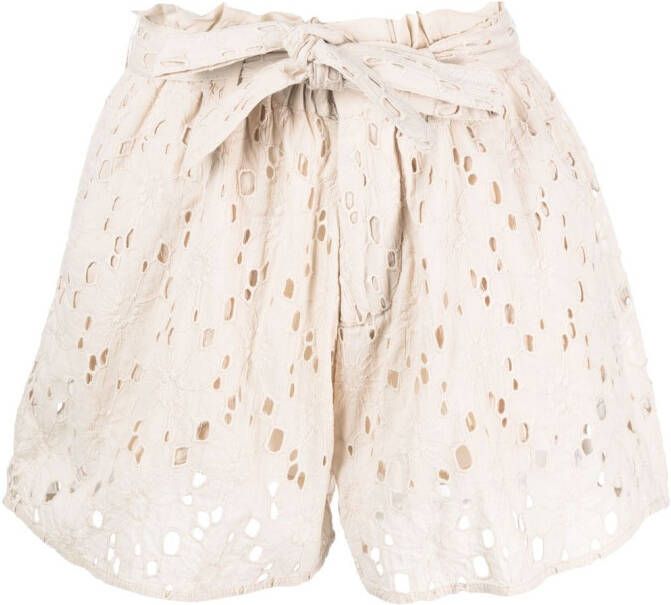 Mes Demoiselles Shorts met ceintuur Beige