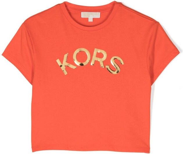 Michael Kors Kids T-shirt met logoprint Oranje