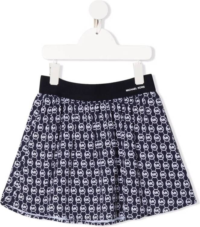 Michael Kors Kids Plooirok met monogramprint Blauw