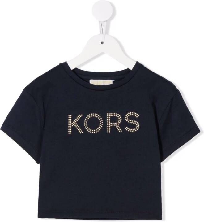 Michael Kors Kids T-shirt met logo van studs Blauw