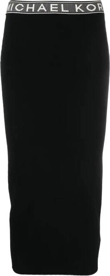 Michael Kors Midi-rok met logoband Zwart