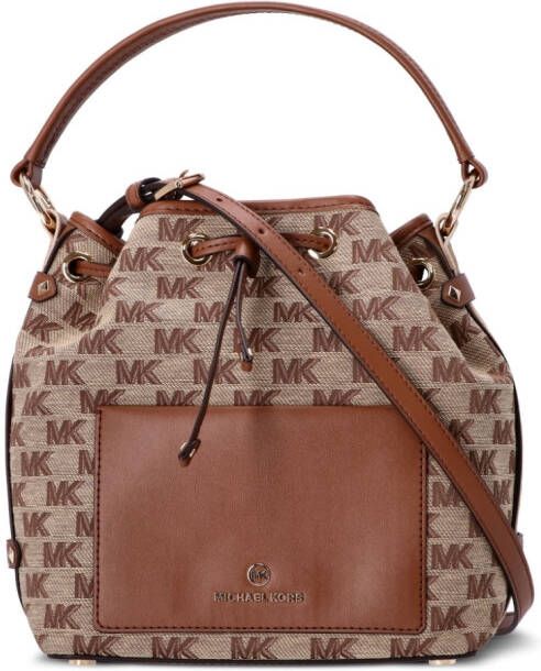 Michael Kors Maeve bucket-tas met monogramprint Bruin