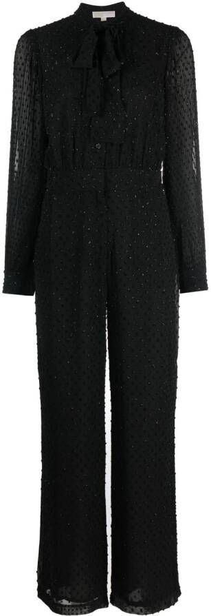 Michael Kors Jumpsuit met strikkraag Zwart