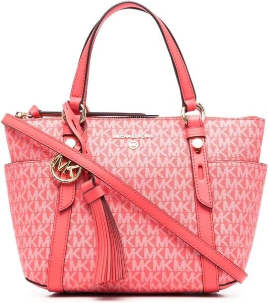 Michael Kors Freya shopper verfraaid met logo Bruin