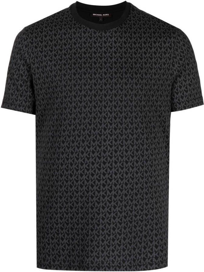 Michael Kors T-shirt met monogram en jacquard Zwart