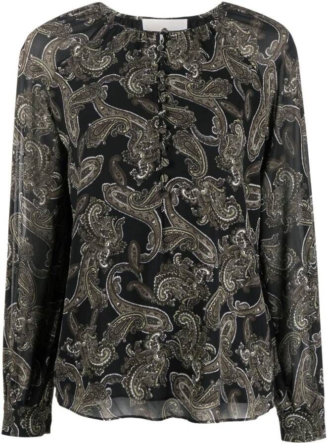 Michael Kors blouse met paisley-print Zwart