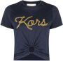 Michael Kors T-shirt met gesmockt detail Blauw - Thumbnail 4