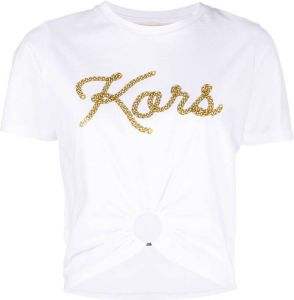 Michael Kors T-shirt met gesmockt detail Wit