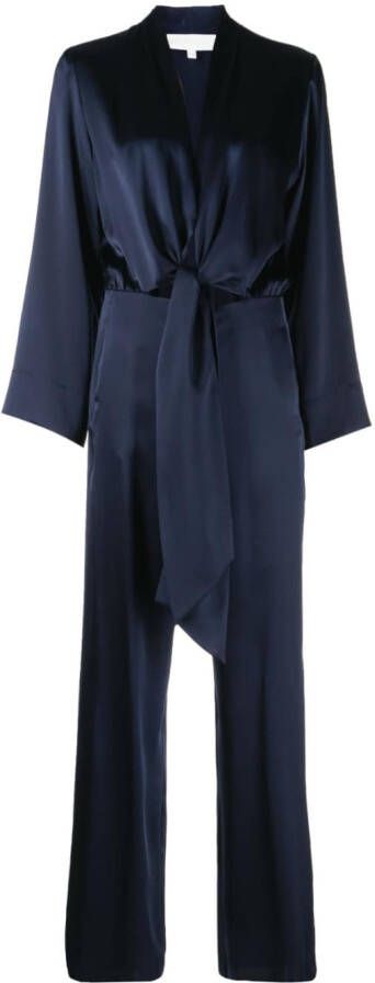 Michelle Mason Jumpsuit met gestrikte voorkant Blauw