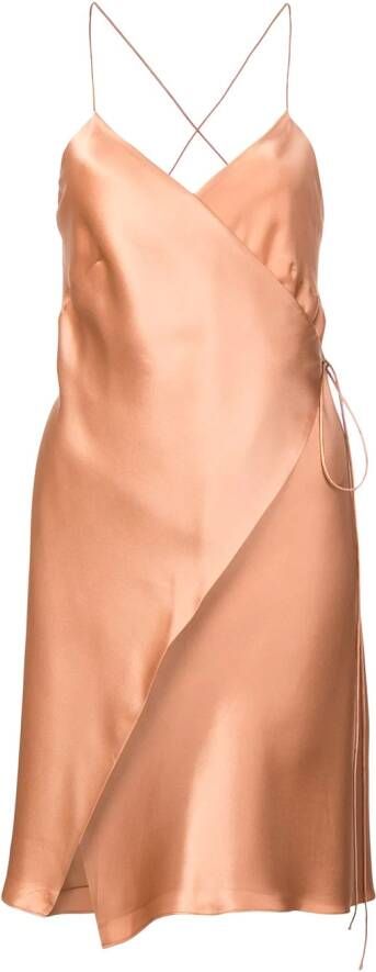 Michelle Mason mini jurk in wikkelstijl Bruin