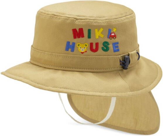 Miki House Vissershoed met geborduurd logo Beige