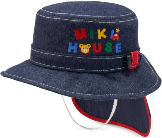 Miki House Vissershoed met geborduurd logo Blauw