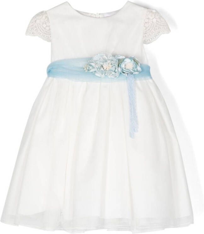 Mimilù Maxi-jurk met bloe print Wit