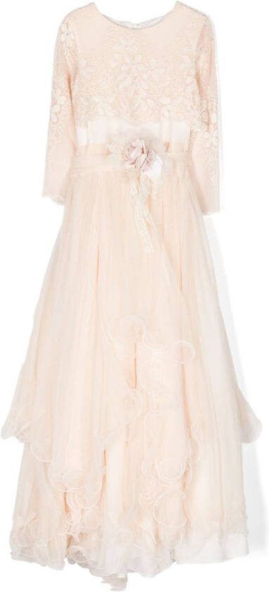 Mimilù Jurk met bloe patch Beige