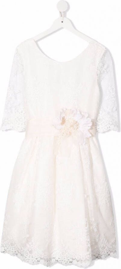 Mimilù Jurk met bloe patch Wit