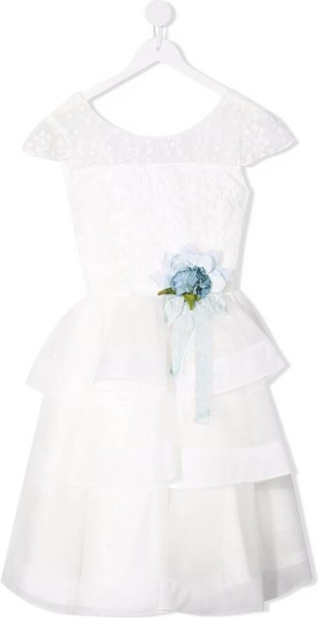 Mimilù Jurk met bloe patch Wit