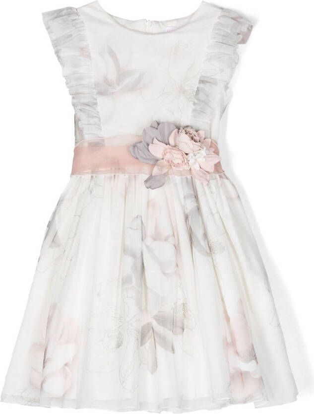 Mimilù Jurk met bloe print Wit