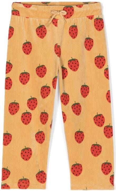 Mini Rodini Broek met aardbeiprint Beige