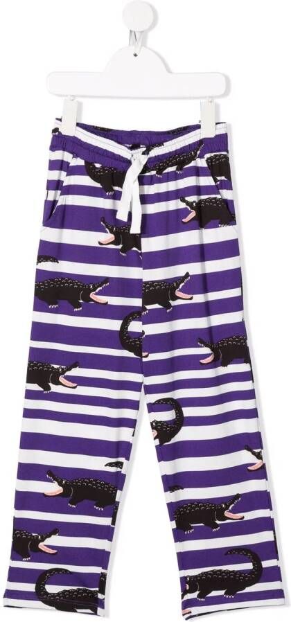 Mini Rodini Broek met krokodillenprint Paars