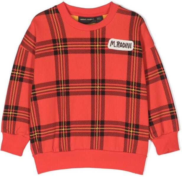 Mini Rodini Geruite sweater Rood