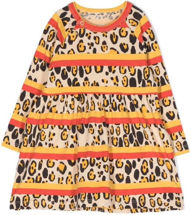 Mini Rodini Midi-jurk met luipaardprint Geel