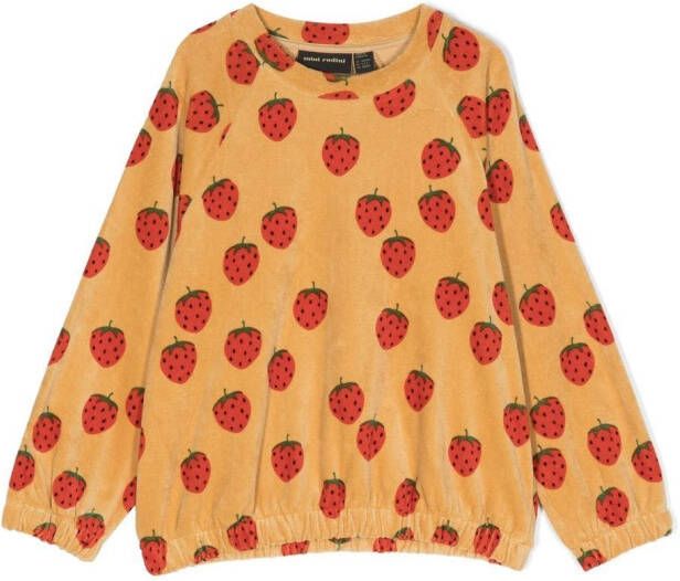 Mini Rodini Sweater met aardbeiprint Beige