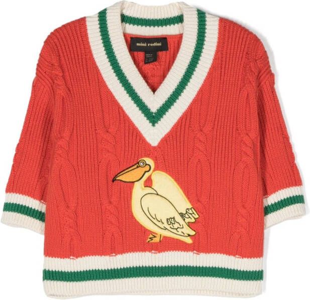 Mini Rodini Trui met V-hals Rood