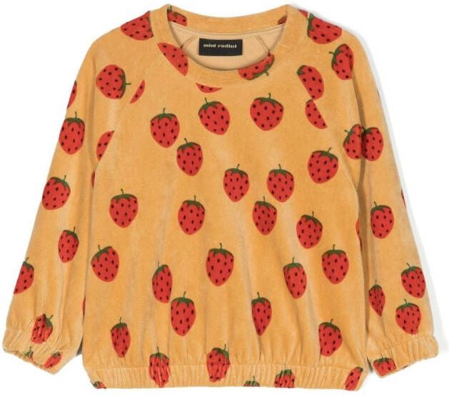 Mini Rodini Sweater met aardbeiprint Beige