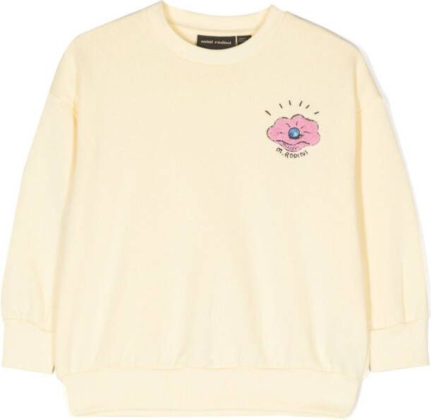 Mini Rodini Sweater met geborduurde tijger Geel