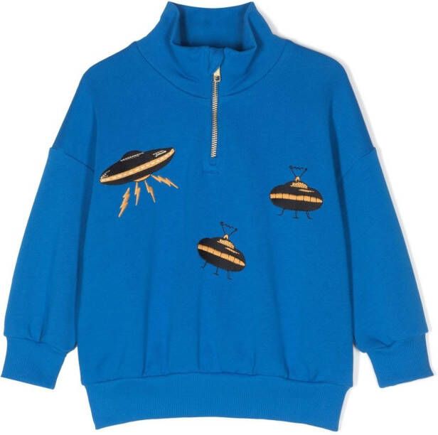 Mini Rodini Sweater met halve rits Blauw