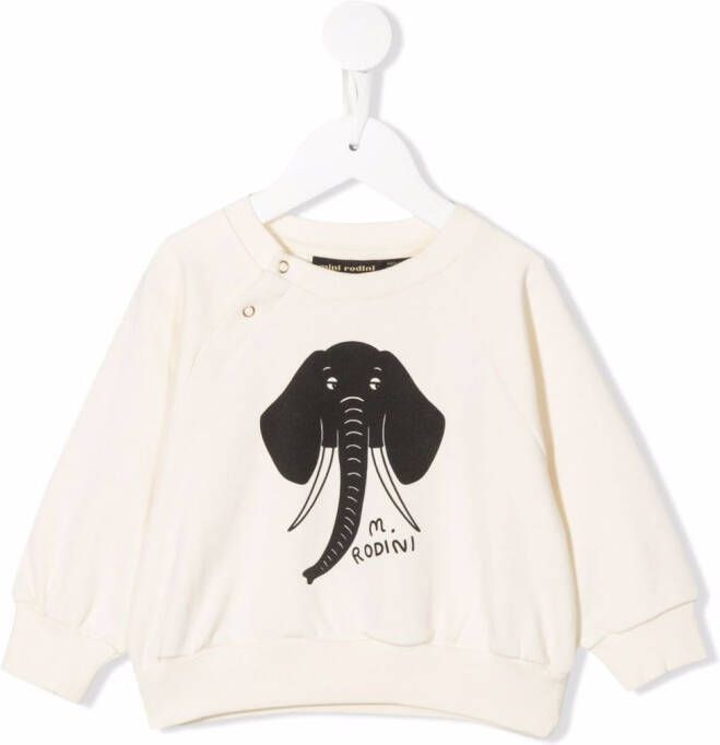 Mini Rodini Sweater met olifantprint Beige