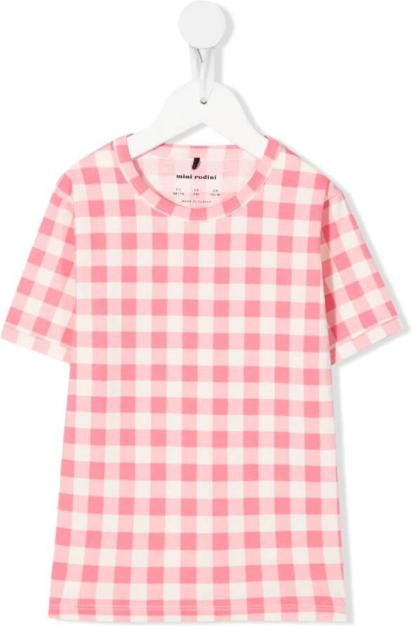 Mini Rodini T-shirt met gingham ruit Roze