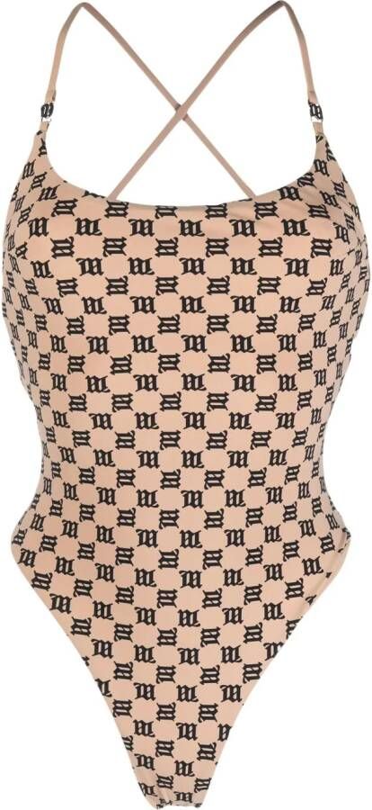 MISBHV Badpak met monogramprint Beige