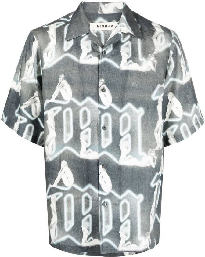 MISBHV Overhemd met monogram patroon Grijs