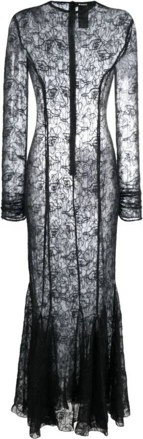 MISBHV Maxi-jurk met detail van kant Zwart