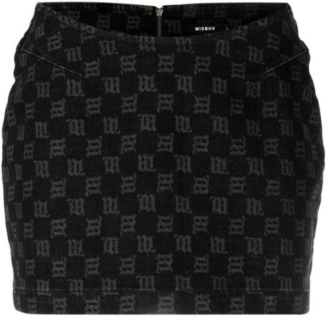 MISBHV Mini-rok met monogram patroon Zwart
