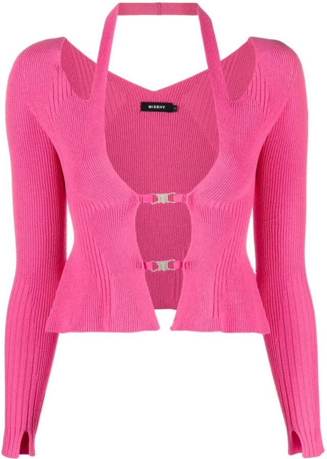 MISBHV Ribgebreid vest Roze
