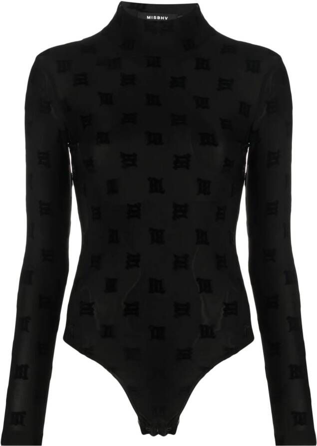 MISBHV Semi-doorzichtige bodysuit Zwart