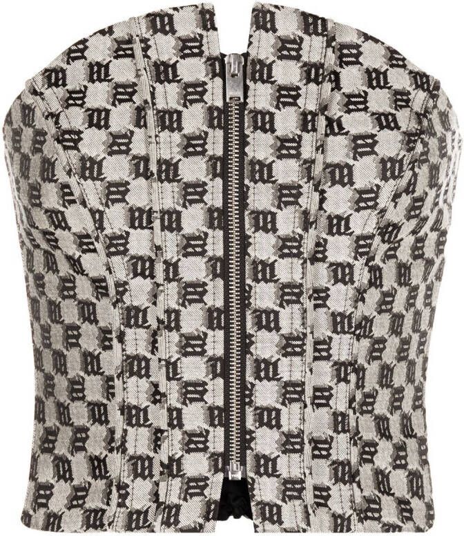 MISBHV Top met monogram jacquard Beige