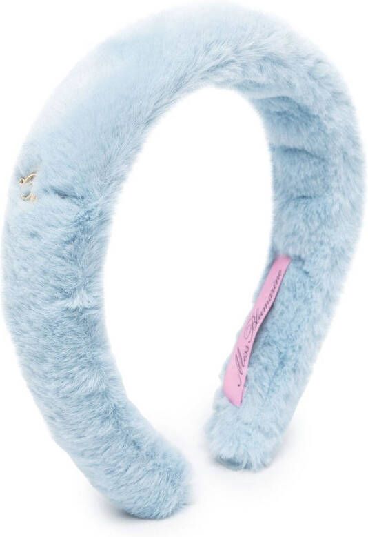 Miss Blumarine Haarband met imitatiebont Blauw