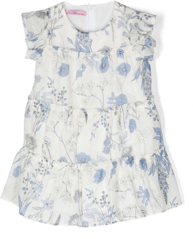 Miss Blumarine Jurk met bloe print Beige
