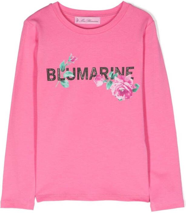 Miss Blumarine T-shirt verfraaid met stras Roze