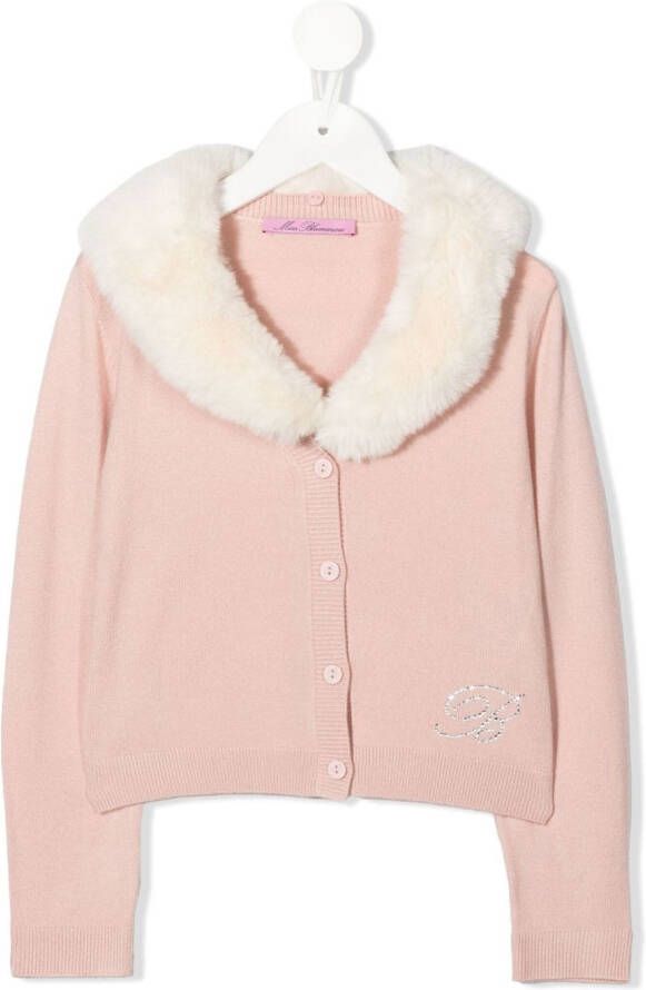 Miss Blumarine Vest met afwerking van imitatiebont Roze
