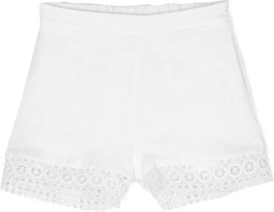 Miss Grant Kids Shorts met afwerking van kant Wit