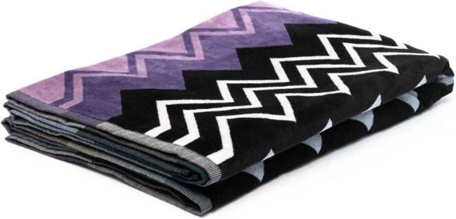 Missoni Home Handdoek met zigzag-patroon Blauw